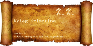 Krieg Krisztina névjegykártya